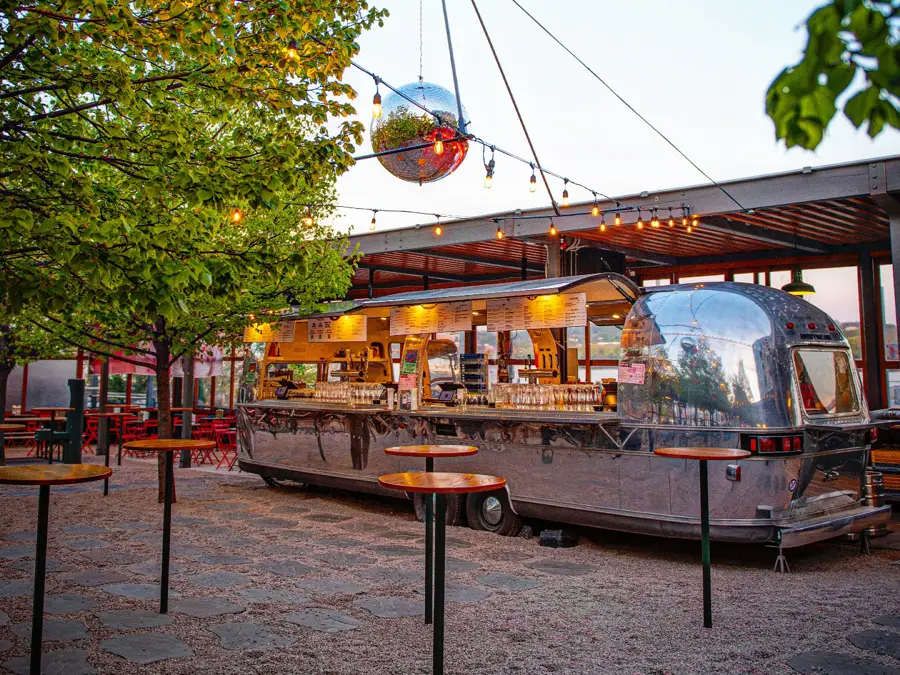 The beer garden at Dacha Navy Yard